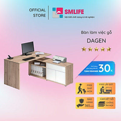 Bàn máy tính chữ L kết hợp tủ lưu trữ  SMLIFE Dagen