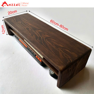 Kệ Màn Hình Máy Tính Monitor Màu Nâu Rustic Kệ Gỗ Kê Màn Hình Uốn Cong Có Ngăn Kéo Độc Đáo Sang Trọng Anzzar-09