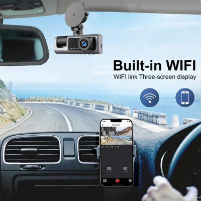 Camera Hành Trình Wifi 2 Mắt Màn Hình IPS FHD 1080P 30fps IR/Mic Kết Nối Android/iOS