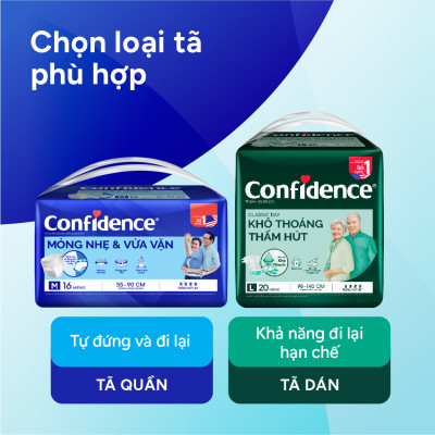 Tã quần người lớn CONFIDENCE SLIM&FIT size M/L gói 20/16 miếng