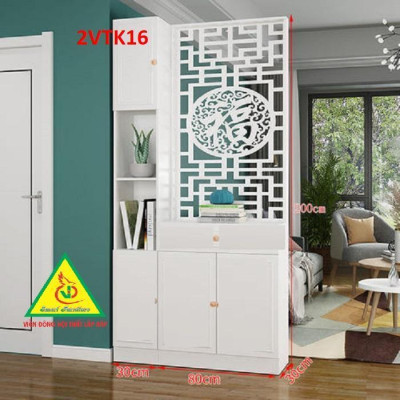 Tủ kệ trang trí kiêm vách ngăn phòng khách , nhà bếp 2VTK16B - Nội thất lắp ráp Viendong Adv
