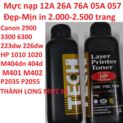 Combo 5 chai Mực nạp 12A 26A 76A 87A 05A 80A 49A 53A dành cho Canon 2900 223dw 226dw 041/057/052/303/308/315/319 Hàng chính hãng Alpha Cartridge