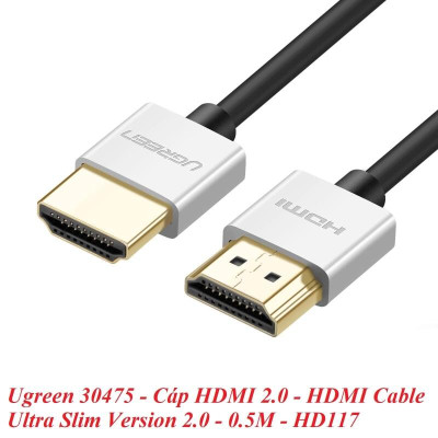 Ugreen UG30475HD117TK 0.5M màu Bạc Cáp tín hiệu HDMI chuẩn 2.0 sợi siêu nhỏ cao cấp - HÀNG CHÍNH HÃNG