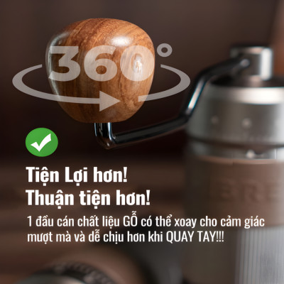 Máy xay hạt cà phê cầm tay chuyên nghiệp, lưỡi xay 6 cánh core kép, 55 cấp độ và 11 Level. Thương hiệu Mỹ cao cấp HiBREW - G4B. Hàng chính hãng