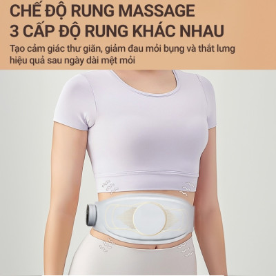 Đai [Máy] Massage Bụng Rung Lắc Hồng Ngoại Nhật Bản - Pin sạc - Chính Hãng Màu trắng - thon gọn bụng hiệu quả