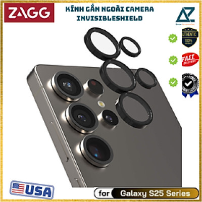 Kính Camera ZAGG Camera InvisibleShield Dành Cho Galaxy S25 Ultra  Kèm Khung Dán Chống Trầy Xước, Chống Va Đập_ Hàng Chính Hãng