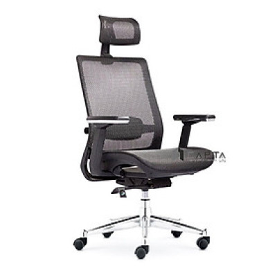 Ghế xoay văn phòng lưng cao CM4278-M Nội thất Capta Ghế Giám đốc lưng lưới màu đen tay nhựa PU hình chữ T chân thép mạ chrome