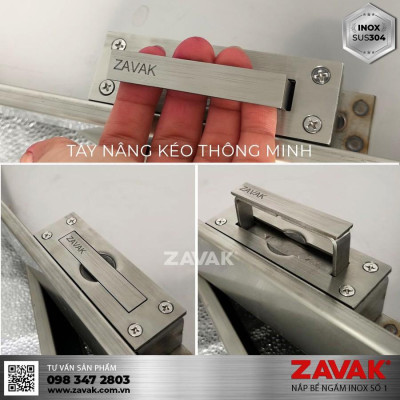 Nắp bể nước ngầm trong nhà Zavak MHI-45. lát gạch âm sàn kích thước 45x45cm. Inox304 chống gỉ