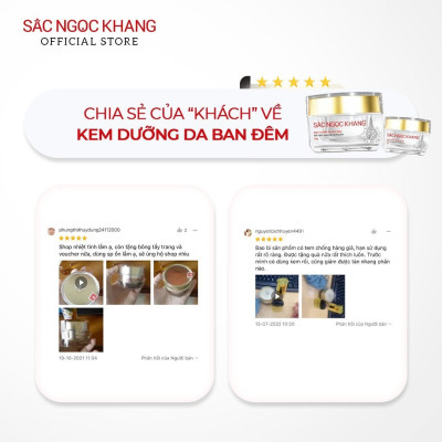 Kem Dưỡng Da Ban Đêm Sắc Ngọc Khang 30g giúp dưỡng ẩm, hỗ trợ mờ thâm nám, sạm, tàn nhang