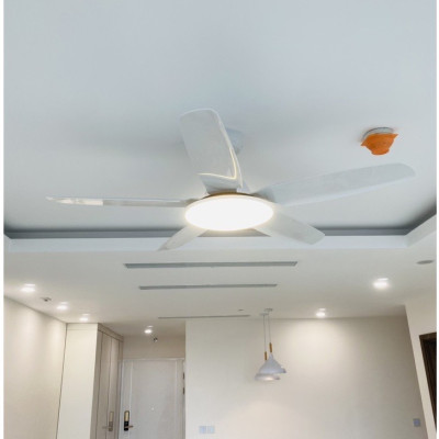 Quạt Trần Đèn 5 Cánh Nhựa Trắng 915w, có đèn trang trí, điều khiển từ xa