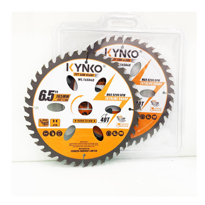 Lưỡi cưa gỗ siêu mỏng cho máy pin 40 răng đường kính Ø 165mm KYNKO WL165040