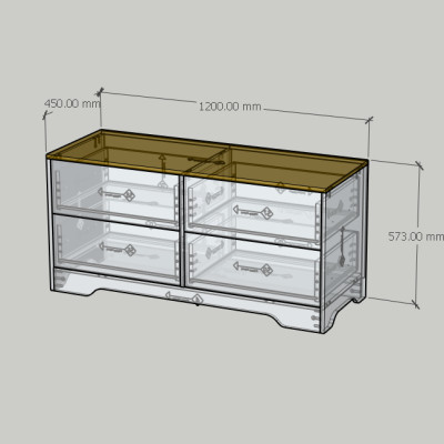 HAPPY FURNITURE , Tủ lưu trữ 4 ngăn kéo - SAFA , THK_326 , 120cm x 45cm x 57cm DxRxC