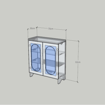 HAPPY FURNITURE , Tủ lưu trữ 2 cửa kính - CHEVY, TLT_047 , 70cm x 30cm x 82cm DxRxC