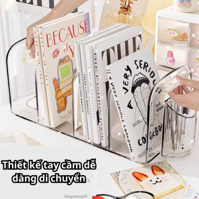 Kệ Đựng Sách Để Bàn 4 Ngăn Trong Suốt Chất Liệu Acrylic Dày Dặn Cao Cấp - HÀNG CHÍNH HÃNG MINIIN