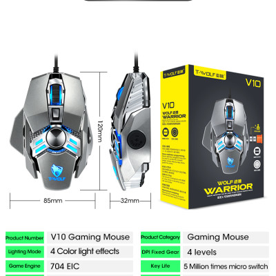  Chuột Gaming T-Wolf V10 Led RGB - Hàng Chính Hãng