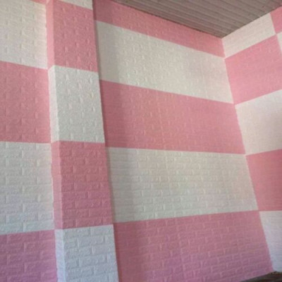 Bộ 15 Tấm Xốp Dán Tường 3D Giả Gạch Màu Hồng Nhạt 70cmx77cm