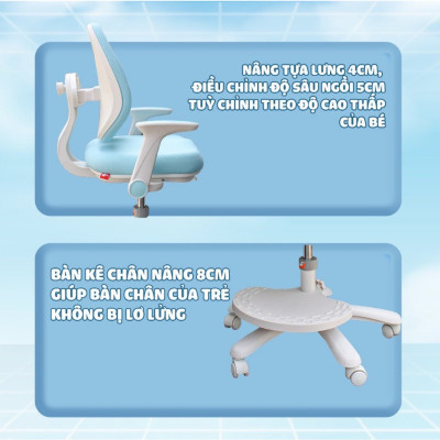 Ghế học sinh chống gù đa năng Juno sofa nâng hạ chiều cao tay gạt CT G104+ có khóa bánh trọng lực, xoay 360 độ