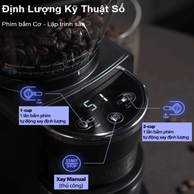 Máy Xay Hạt Cà Phê Espresso HiBREW G3A Tự Động Chống Vón Cục Tĩnh Điện, Tích Hợp 31 Chế Độ Xay - Thương Hiệu Mỹ Cao Cấp, Hàng Chính Hãng