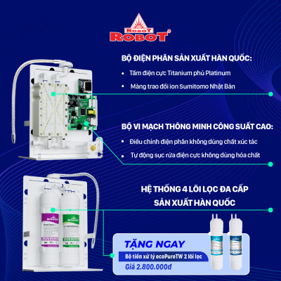 Máy Lọc Nước Điện Giải Ion Kiềm ROBOT ionMega 57 Dòng Máy Cơ - Hàng Chính Hãng
