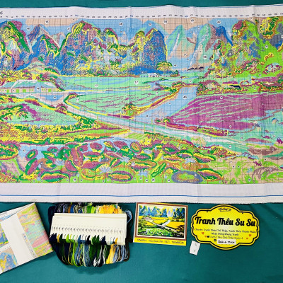 Tranh thêu kín chữ thập Mùa lúa chín MN6044, kích thước 150 x 75 cm