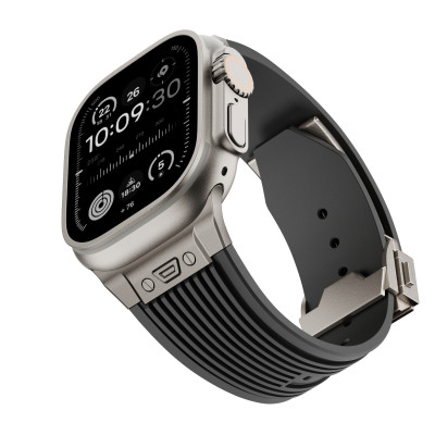 Dây Silicone Đầu Nối Kim Loại Hublot Style cho Apple Watch Ultra 1/2 & Apple Watch Series 4/5/6/7/8/9/SE/10 Size 44/45/46/49mm - Hàng Chính Hãng