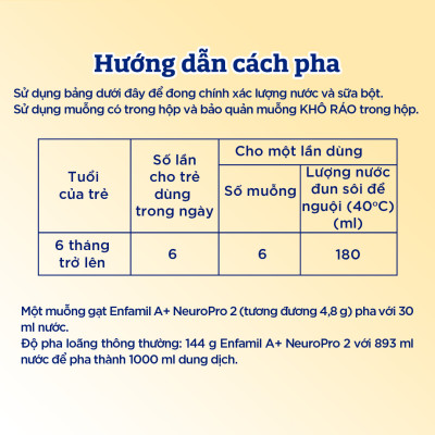 Combo 6 lon sữa bột Enfamil A+ NeuroPro 2 với 2’-FL HMO cho trẻ từ 6 –12  tháng tuổi– 830g