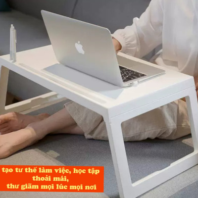 Bàn làm việc, đọc sách gấp gọn bàn học sinh - sinh viên có khe để ipad và cắm bút sử dụng gọn gàng
