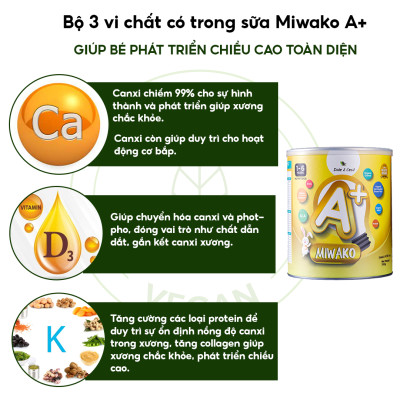 (Date mới) Sữa Hữu Cơ Miwako A+ Hộp 700g Vị Vani Nhập Khẩu Malaysia, Sữa Hạt Organic Dinh Dưỡng Phát Triển Trí Não & Chiều Cao Cho Bé Từ 1-6 Tuổi Vị Ngọt Thanh Dễ Uống