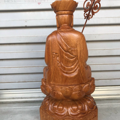 Tượng phật địa tạng vương bồ tát dáng ngồi bằng gỗ hương đá kt cao 50×25×25cm