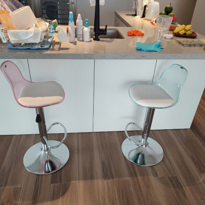 Ghế đảo bếp thân nhựa nệm pvc màu trắng CB2201-PC Nội thất Capta Ghế quầy bar thân trong suốt nệm pvc trắng chân thép cao mạ chrome tại tp hcm