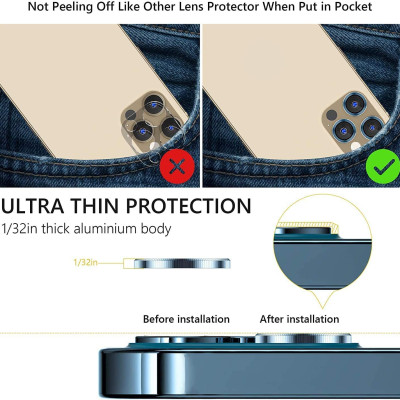 Bộ miếng dán kính cường lực bảo vệ Camera cho iPhone 13 Pro Max hiệu Wiwu Guard Lens Ring mang  lại khả năng chụp hình sắc nét full HD (độ cứng 9H, chống trầy, chống chụi & vân tay, bảo vệ toàn diện) - hàng nhập khẩu