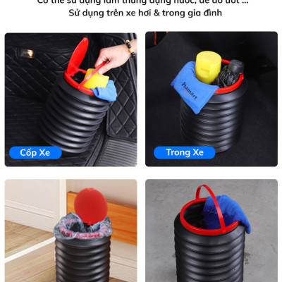 Thùng Rác Đa Năng Gấp Gọn Thùng Rác Để Ô Tô Dung Tích 4 Lít Tiện Dụng 