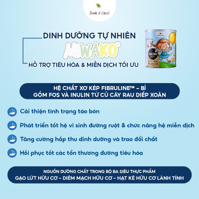 Combo 2 Hộp Sữa Hạt Miwako A+ Vị Vani & Vị Gạo Hộp 700g Nhập Khẩu Malaysia, Sữa Hữu Cơ Cho Bé Từ 1 Tuổi Dị Ứng Đạm Bò Chậm Nói Giúp Phát Triển Trí Não Chiều Cao