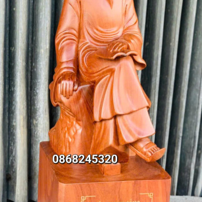Tượng chu van an bẳng gỗ hương kt cao 60×24×21cm 