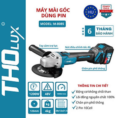 Máy mài góc dùng pin Tholux M-8085 1200W 125MM (kèm pin và sạc) - Hàng chính hãng