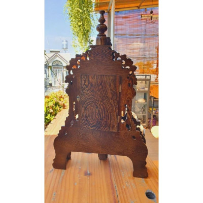 Đồng Hồ Gỗ Mun Đuôi Công Quả Lắc, Phong Cách Tân Cổ Điển, Máy Kim Trôi - Bảo Hành 2 Năm