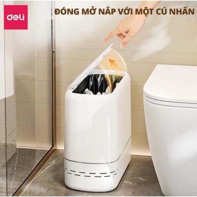 Thùng rác tự động căng túi rác 12L/15L DELIxVUSIGN thiết kế dáng dẹt tiết kiệm không gian, tối ưu nhà cửa