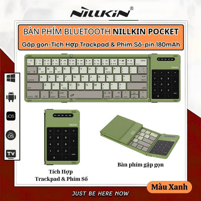Bàn phím gấp gọn di động không dây bluetooth V5.2 tích hợp trackpad & phím số hiệu Nillkin Cube Pocket - Nhỏ gọn, mỏng nhẹ, phím tắt thông minh, hỗ trợ Androids & iOS, gõ thoải mái cho iPad cho iPhone, máy tính bảng, cho macbook, laptop - hàng nhập khẩu