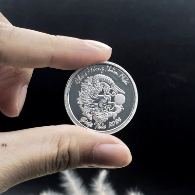 Đồng Xu Đánh Gió Cạo Gió Rồng 2024 Bạc Ta Nguyên Chất S99 Đường Kính 3cm Chính Hãng Bạc Hiểu Minh XDG32