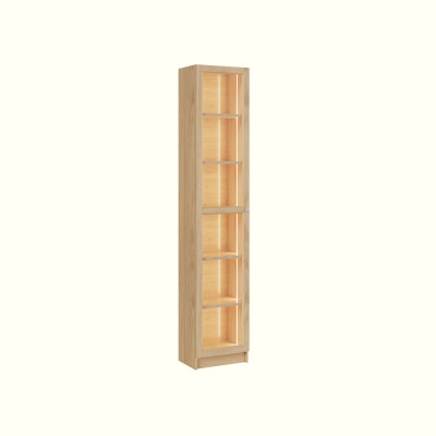 [Happy Home Furniture] CATY, kệ sách 6 tầng cửa kính size nhỏ tích hợp đèn LED, 40cm x 30cm x 202cm (DxRxC), KSA_011_LED