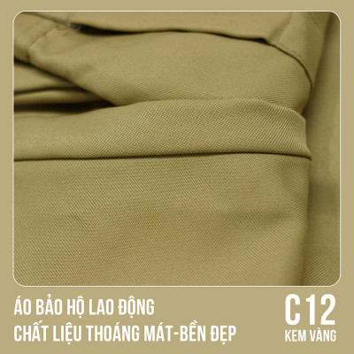 Áo bảo hộ lao động, chất liệu thoáng mát, bền đẹp - Mã C12 (Kem Vàng)