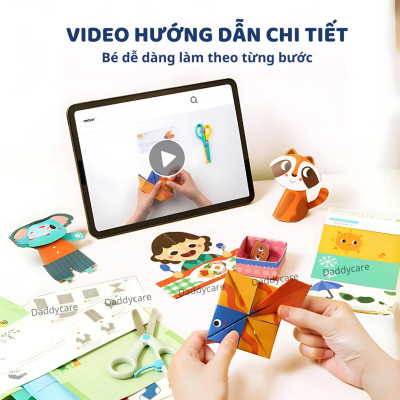 Bộ Đồ Chơi Cắt Giấy Tạo Hình Mideer 3 Cấp Độ, Giấy Thủ Công Cắt Dán Cho Bé( Tặng Kèm Kéo)