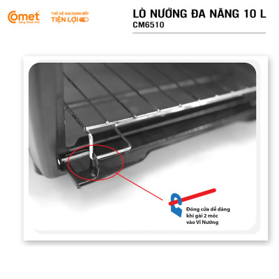 Lò nướng điện Comet CM6510 10L – Công suất 1000W, đa chức năng, nhỏ gọn, hàng chính hãng