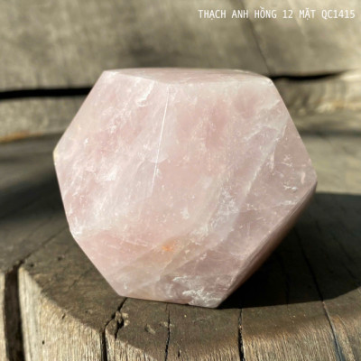 Thạch anh hồng 12 mặt NHASAN QC1415 kết nối năng lượng trong thiền định - nặng 360gr, đường kính 7.1cm