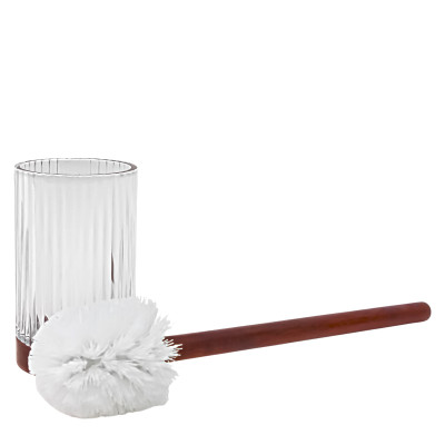 Bộ Dụng Cụ Cọ Toilet Thuỷ Tinh ROMEO Màu Trong W9xD9xH39Cm |Index Living Mall| Nội Thất Thái Lan