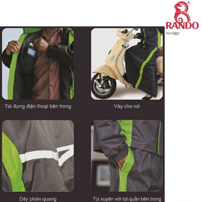 Áo mưa bộ thời trang cao cấp Nam Rando ASNM-38 For Men - Màu Ngẫu Nhiên