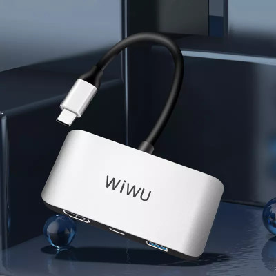 Hub chia cổng Type-C đa năng 3 in 1 hỗ trợ sạc nhanh 100W từ Type C  ra  1 cổng Type-C PD 3.0, 1 cổng USB 3.0,  HDMI chuẩn 4k  hiệu Wiwu Alpha C2H cho Macbook / iPad Pro 11 inch 12.9 inch / Laptop Type C thunderbolt 3 / điện thoại - hàng nhập khẩu