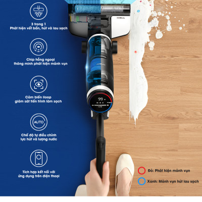 Combo Máy Hút Bụi Lau Nhà Thông Minh Tineco Floor One S3 - Xử Lý Khô & Ướt - Tự Động Vệ Sinh + Trục Lăn + Nước Lau Sàn
