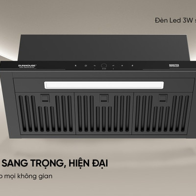 Máy hút mùi âm tủ Sunhouse SHB5HM-68TURBO, Công suất 220W, Chế độ Booster hút cực mạnh 1600m3/h, Công nghệ Ultra-Quiet độ ồn thấp, Điều khiển cảm biến thông minh vẫy tay, Bảo hành 36 tháng tại nhà - Hàng chính hãng