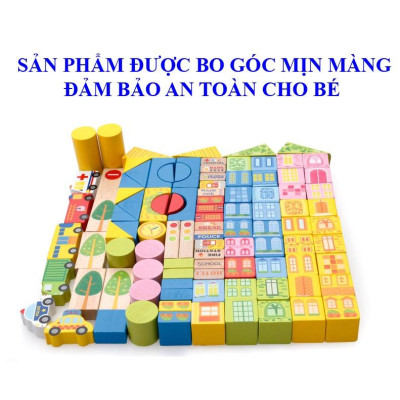 Đồ chơi xếp hình mô hình thành phố 62 chi tiết bằng gỗ